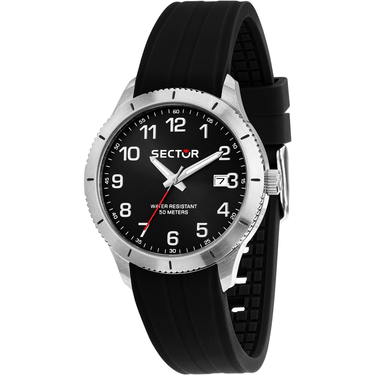 Montre Homme SECTOR 155 Aluminium - Cadran Noir, Bracelet Métal, Affichage Analogique - Neuf Avec étiquettes