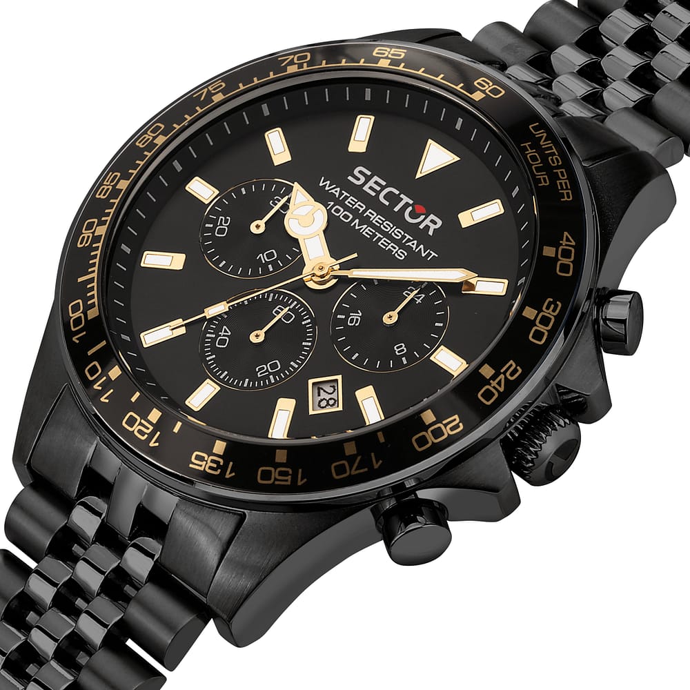 Montre Homme Sector 155 Aluminium - Cadran Noir Avec Date - Bracelet élégant - Neuve Avec étiquettes
